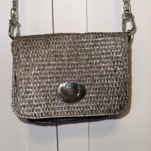 Gray/Silver Woven Crossbody Micro Bag